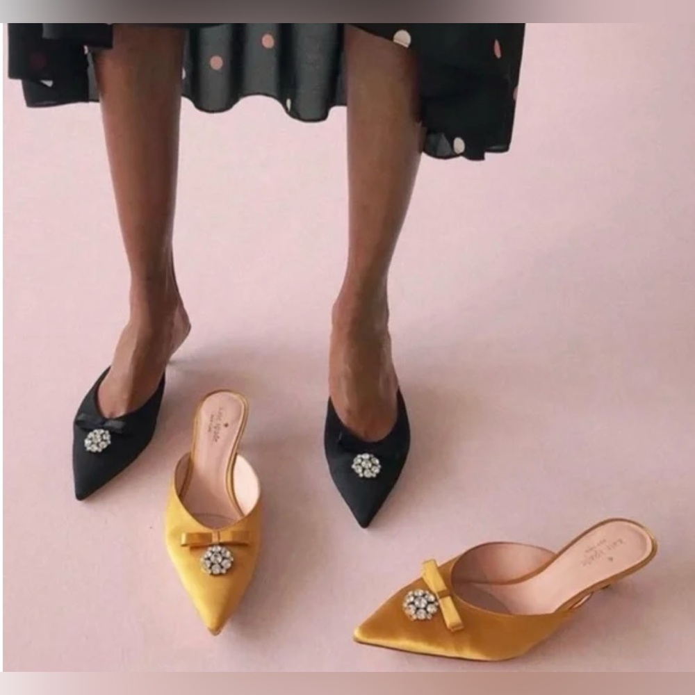 kate spade darlene mule with crystal and bow heels
